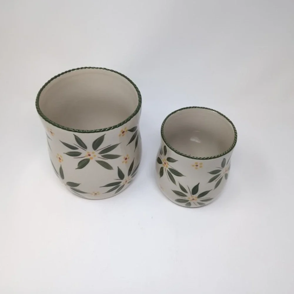 Temp-tations‎ Old World Ceramic Crocks Set 2qt 1qt Green Floral PPP-LD-206800